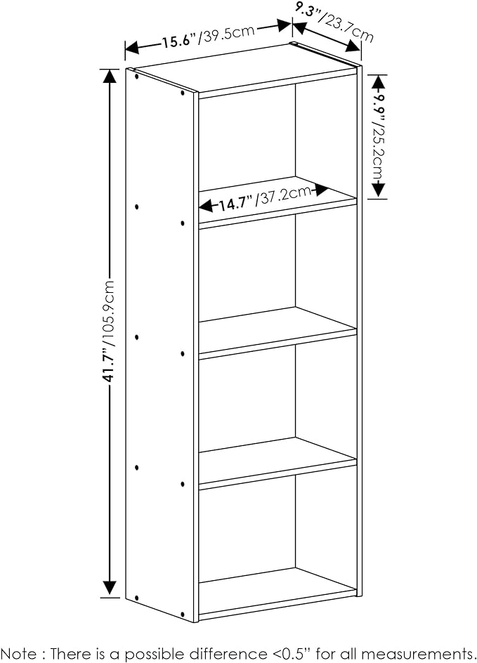 Furinno Luder Bookcase / Book / Storage, 4-Tier, Green/White