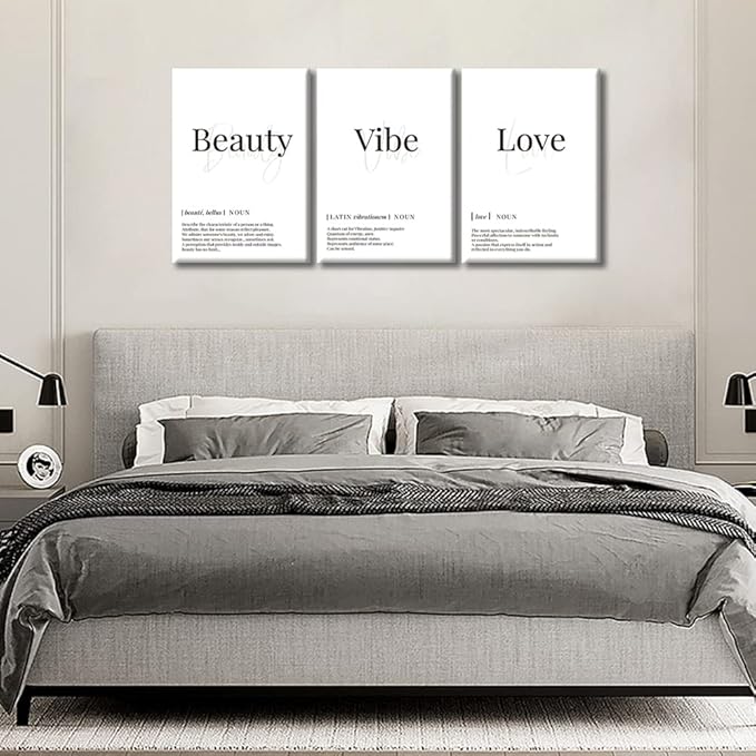 Office Wall Decor 3 Pieces Minimalist Wall Art Motivational Inspirational Posters and Prints Canvas Framed Artwork for Home Walls Beauty Vibe Love Poster Modern Wall Hanging, 42" Wx20 H
