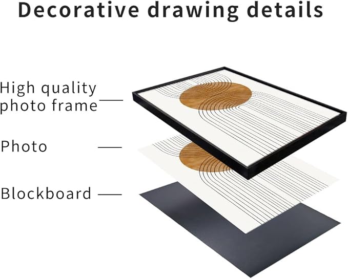 Large Wall Art for Living Room,Black Framed Abstract Wall Decor for Home Minimalist Artwork Painting 24" x 32" 3 Pieces Canvas Print for Bedroom Decor Kitchen Office Hang a Modern Picture