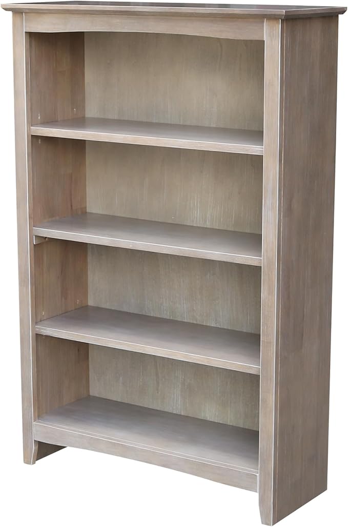 Shaker Solid Wood Bookcase, 48" High, Washed Gray Taupe