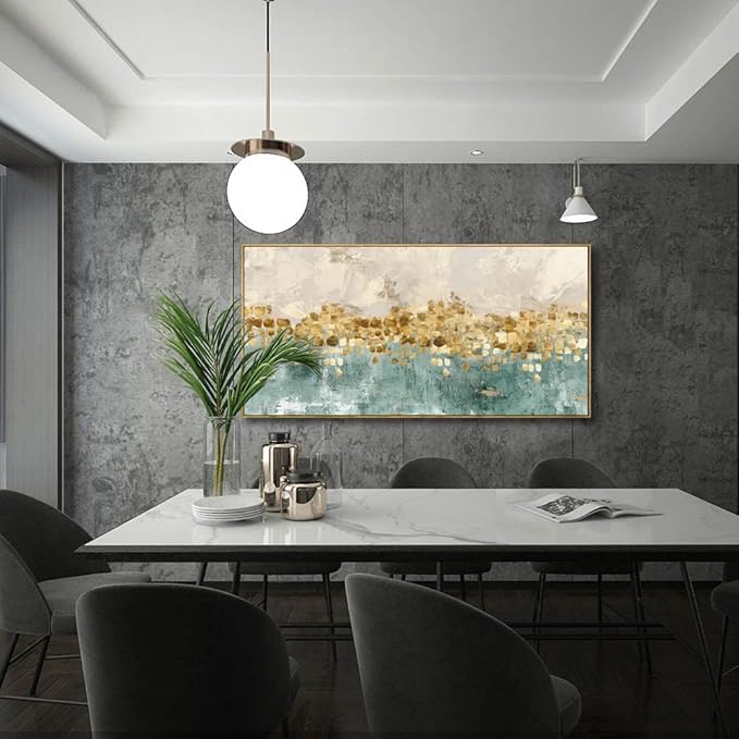 Abstract Wall Art Canvas Paintings Blue Yellow Fantasy Modern Large Framed Artwork Decor for Living Room Bedroom Office Painting Home Decor 24"x48"