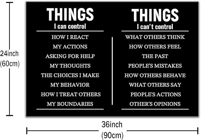 Things I Can Control Motivational Office Wall Art Inspirational Poster Print Quotes Picture Painting Positive Wall Decor for Home Men Workplace Hallway Canvas Artwork Ready to Hang [24''Wx36''H]