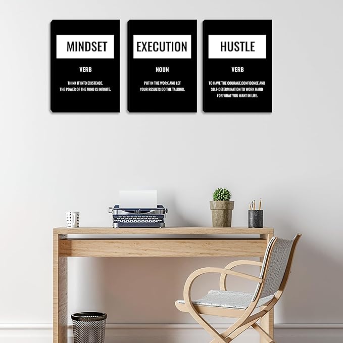 Motivational Positive Poster Canvas Wall Art for Men Women Office Inspirational Quotes Wall Decor Print Painting Pictures Framed Artwork Decoration for Home Office Bedroom Living Room (60"Wx28"H)