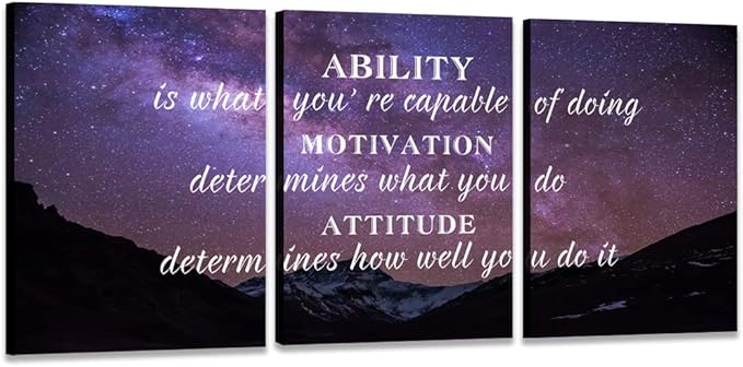 Motivational Framed Canvas Wall Art 3 Pieces Inspirational Wall Art Office Decor Positive Quotes Landscape Painting Pictures Print Artwork Home Decor for Living Room Bedroom(48" Wx24 H)