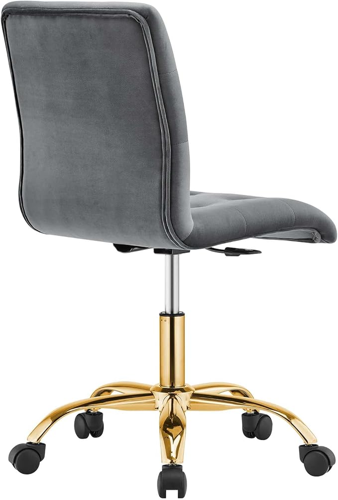 Modway Prim Armless Performance Velvet Office Chair in Gold Gray