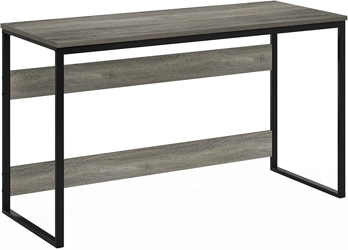 Furinno Moretti Computer Desk, Gaming Desk with Metal Frame, Office Desk, 52" Width, for Home Office, Gaming, Study, Grey Oak