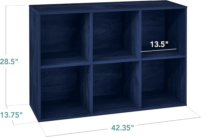 Best Choice Products Kids Bookcase 6-Cube Storage Organizer, 13.5in Shelf Opening, Bookshelf, Toy Storage, Customizable w/ 3 Removable Back Panels – Navy