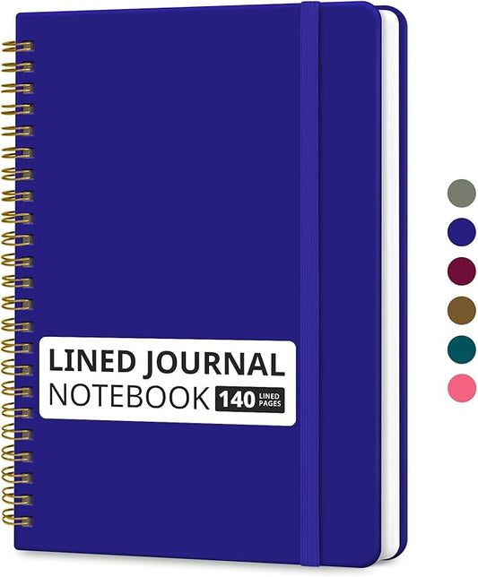 Taja Lined Spiral Journal Notebook for Women & Men, 140 Pages, College Ruled Hardcover Notebook for Work & Note Taking, Journals for Writing, A5(5.7" x 7.9") – Deep Blue