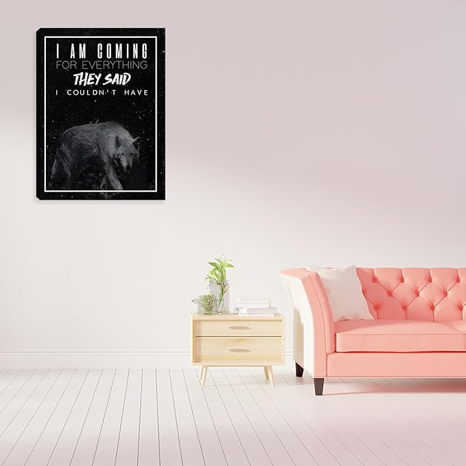 Motivational Office Wall Decor Motivational Posters Inspirational Black Canvas Wall Art Posters Prints Entrepreneur Quote Wall Picture Paintings Artwork Home Bedroom Living Room Decor Framed 12"x16"