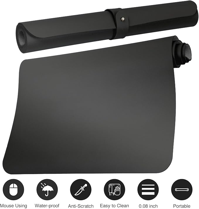 Boutilon Leather Desk Pad Protector,Non-Slip Mouse Pad,Laptop Desk Pad,Office Mouse Mat,Waterproof Leather Desk Blotter,Desk Writing Pad for Office and Home,Laptop Blotter (XL-Black,35.4"x 15.7")