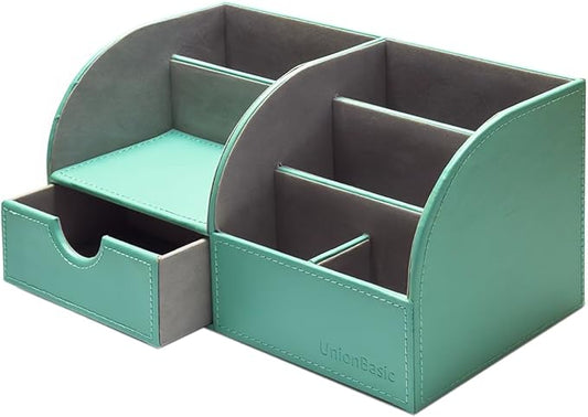 UnionBasic Desk Organizer - Multifunctional Leather Desktop Pen Holder Storage Box - Business Card/Pen/Pencil/Mobile Phone/Stationery Holder