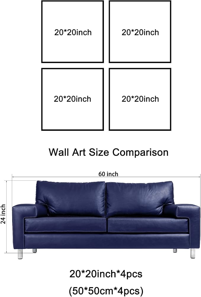 Wieco Art Canvas Prints Wall Art Romantic Beach Theme Zen Stone Pictures Paintings for Living Room Kitchen Home Decor Large Modern 4 Panels Stretched and Framed Seascape Sea Beach Artwork L