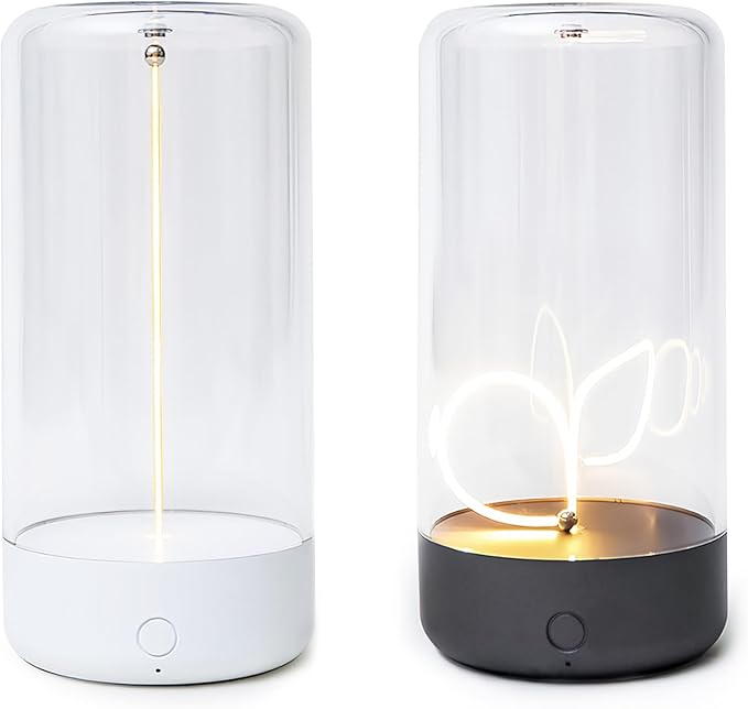 AUGE LIGHT Mini Minimalist Table Lamp Cordless Lamp Rechargeable Table Lamp Portable Nightstand Lamps Desk Lamps for Home Office Mood Lighting for Desk Decor Beside 2 Packs(Gray+White)