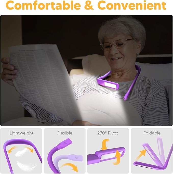 Mothers Day Gifts for Mom Wife: Rechargeable 2000mAh Neck Reading Light Mothers Day Gifts for Grandma Nana Mother Day Presents for Readers Knitters Sewing Supplies Knitting Crochet Accessories