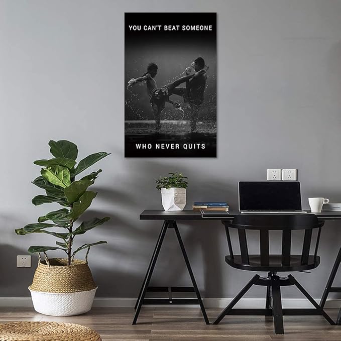 Inspirational Wall Art Muay thai Thai Boxing Pictures Inspiration Motivation Inspire Quotes Canvas Painting Posters Prints Artwork Home Decor for Office Sport Gym Framed Ready to Hang (28" Wx44 H)