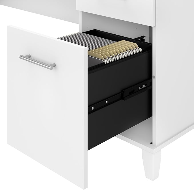 Bush Home 72-inch Home Office Desk with Drawers, Large Computer Table for Personal Workspace, Somerset Collection, White