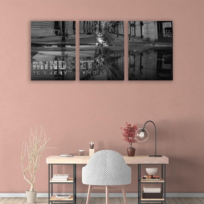 Large Canvas Quotes Wall Art Ability Motivation Attitude Inspirational Wall Posters Prints 3 Piece Home Decor Entrepreneur Office Words Quote Decoration Ready to Hang - 72" W x 36" H