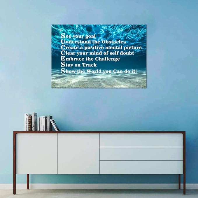 Yatsen Bridge Inspirational Posters Wall Decor Motivational Canvas Wall Art Modern Inspiring Quotes SUCCESS Picture Paintings Artwork Home Decorations for Office Bedroom Framed-36x24 inches