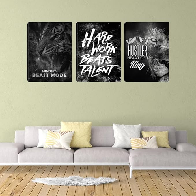 Inspirational Quote Office Canvas Wall Art Motivational Hustle Wall Decor Entrepreneur Posters Prints Framed Artwork Home Decoration for Workplace Office Living Room (48" Wx24 H)