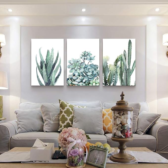 Canvas Wall Art For Living Room Bathroom Wall Decor For Bedroom Kitchen Artwork Canvas Prints Green Plant Flowers Painting 20" X 28" 3 Pieces Modern Framed Office Home Decorations Family Picture