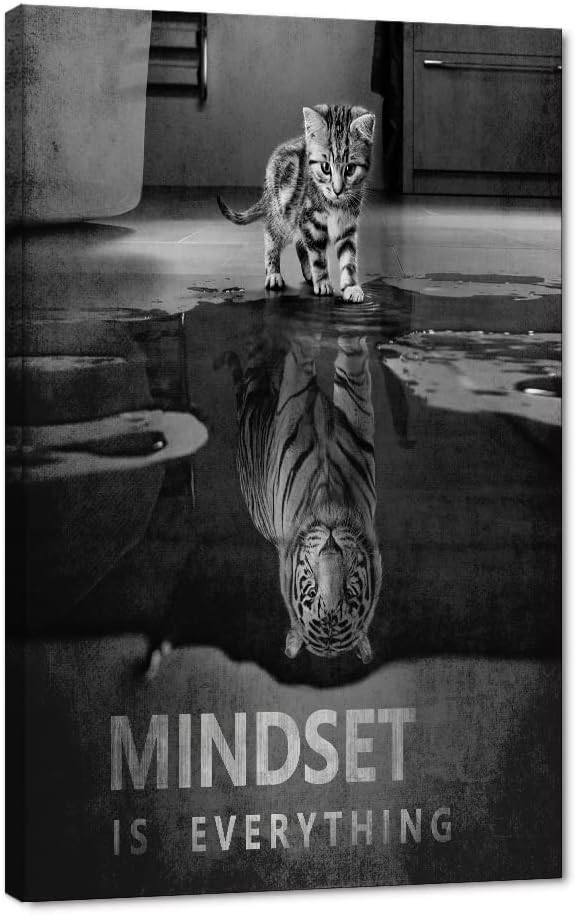 Motivational Posters Mindset is Everything Canvas Wall Art Inspirational Entrepreneur Quotes HD Print Artwork Painting Picture for Living room Bedroom Office Home Decor Framed Ready to Hang(28x44 in)