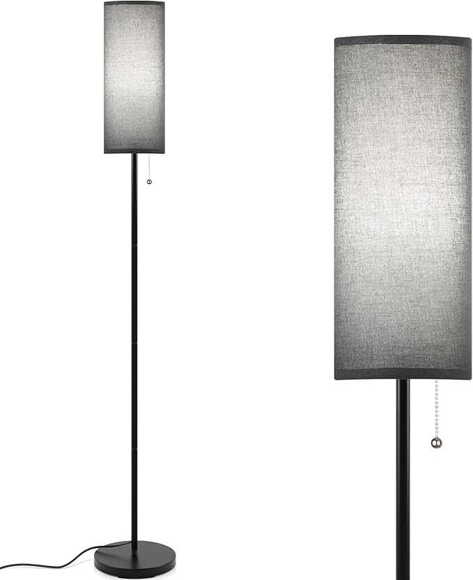 Floor Lamp for Living Room, 3 Color Temperature Modern Standing Lamps, Minimalist Floor Lights for Bedroom, Office, Reading,Black