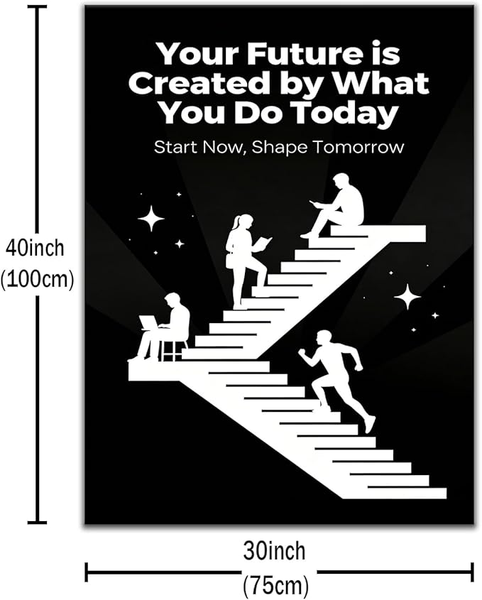 PSYYSP Large Inspirational Wall Art For Office Motivational Canvas Print Your Future Is Created By Today Framed Decor For Meeting Room Home Gym Professional Growth Success Mindset Huge 30x40 Inch