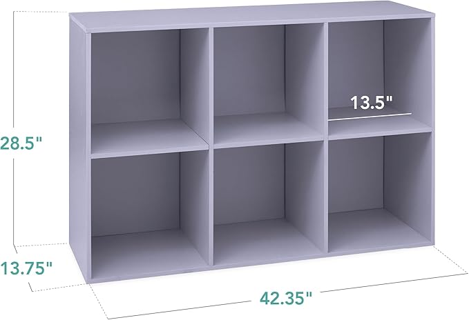 Best Choice Products Kids Bookcase 6-Cube Storage Organizer, 13.5in Shelf Opening, Bookshelf, Toy Storage, Customizable w/ 3 Removable Back Panels – Lavender