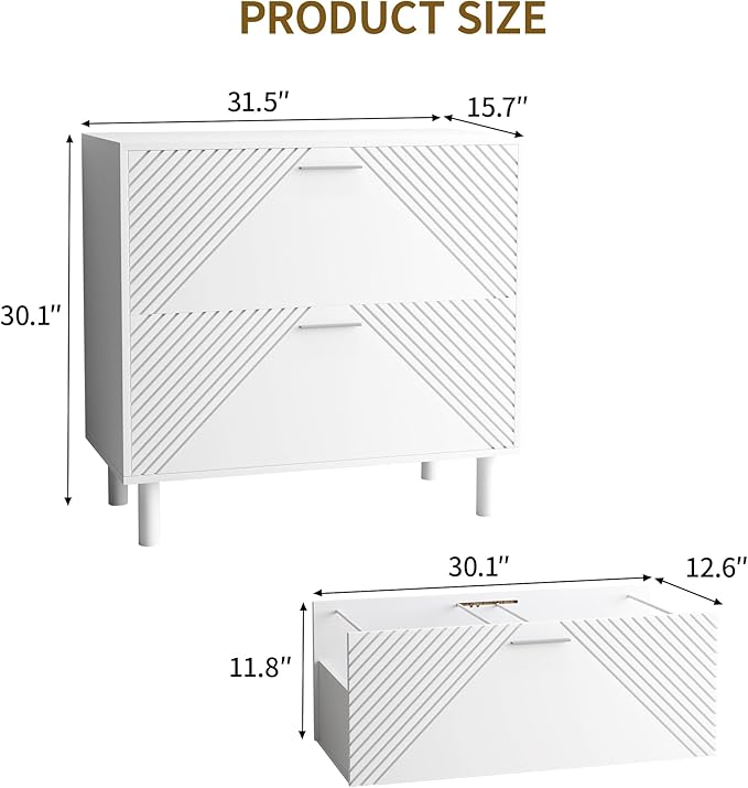File Cabinet, 2-Drawer Lateral Filing Cabinet Office Storage Cabinet for Home Office,Modern Wood Decorative File Cabinet Printer Storage Cabinet for Letter/A4/F4 Legal Size Documents(style-03)
