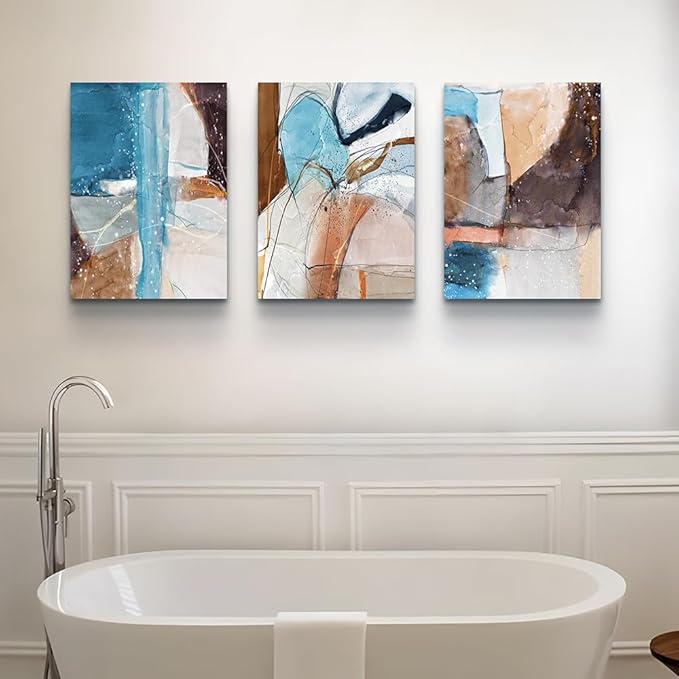 DZRWUBHS Canvas Wall Art For Living Room Modern Wall Decor For Bedroom Abstract Ink Wall Painting Office Wall Decor Pictures Artwork 3 Piece Framed Canvas Art Prints Ready to Hang Home Decoration