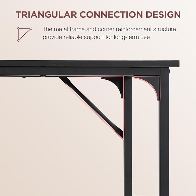 Computer Desk, 39 Inch Office Desk with Metal Frame, Home Office Desk, Modern Simple Style for Small Space Home Office, Living Room, Bedroom, Black