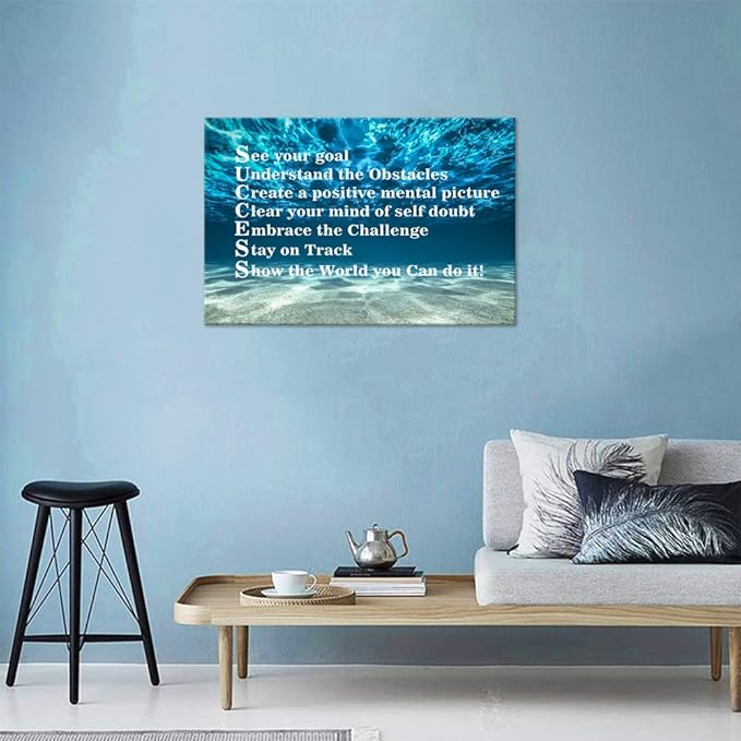 Yatsen Bridge Inspirational Posters Wall Decor Motivational Canvas Wall Art Modern Inspiring Quotes SUCCESS Picture Paintings Artwork Home Decorations for Office Bedroom Framed-36x24 inches
