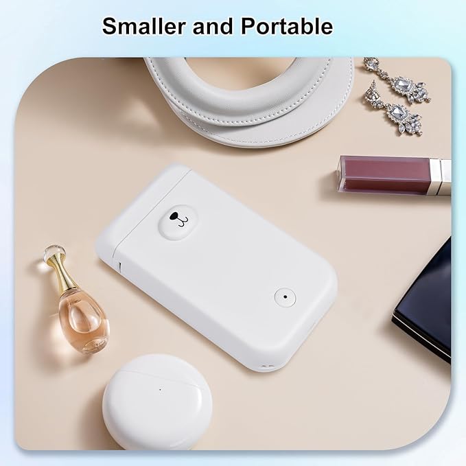 Bear Label Maker Machine with Tape, Cute Portable Bluetooth Mini Label Printer, Smart Phone Handheld Thermal Sticker Small Labeler Inkless for Home Office, 3 Rolls