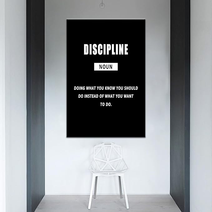 Discipline Inspirational Quotes Wall Art Motivational Poster Print Modern Artwork Positive Entrepreneur Quotes Picture for Office Classroom Gym Home Framed Ready to Hang [24''Wx36''H]