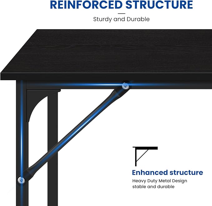 Computer Desk, 32 Inch Office Desk with Metal Frame, Home Office Desk, Modern Simple Style for Small Space Home Office, Living Room, Bedroom, Black