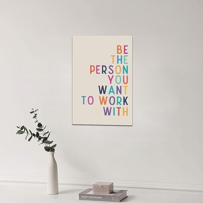 Office Teamwork Wall Art Motivational Success Pictures Wall Decor Inspirational Positive Quotes Canvas Painting Print Modern Artwork Decorations Framed for Home Bathroom Living Room Bedroom 16x24 inch