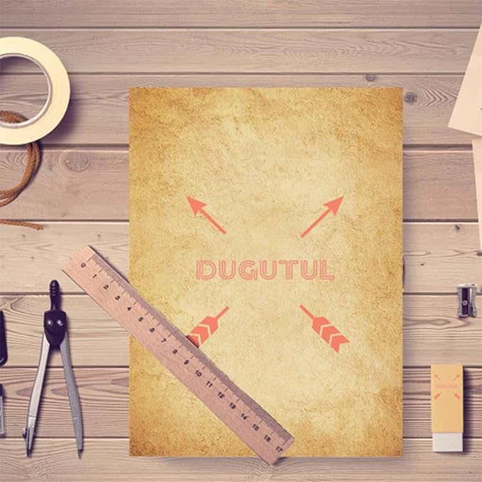 50 DUGUTUL Old Looking Vintage Design Stationery Paper, 8.5 x 11 in, Double Sided, Textured, Printer Friendly for Invitation, Letter, Resume, Award, Diploma, Art, Craft, Certificate (A)