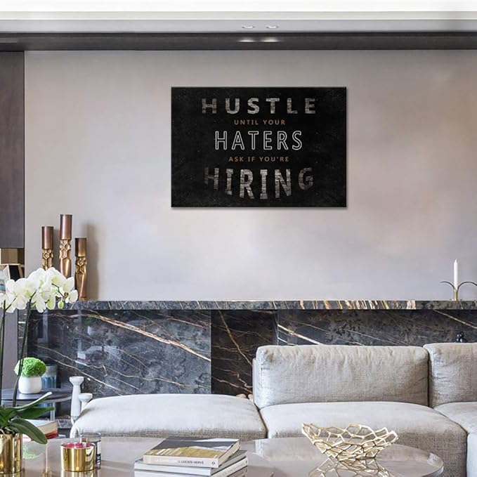 Yatsen Bridge Modern Inspirational Quote Posters for Office Classroom Decor Hustle Entrepreneur Motivational Artwork Inspiring Postive Painting Artwork Stretched Ready to Hang - 24''H x 36''W
