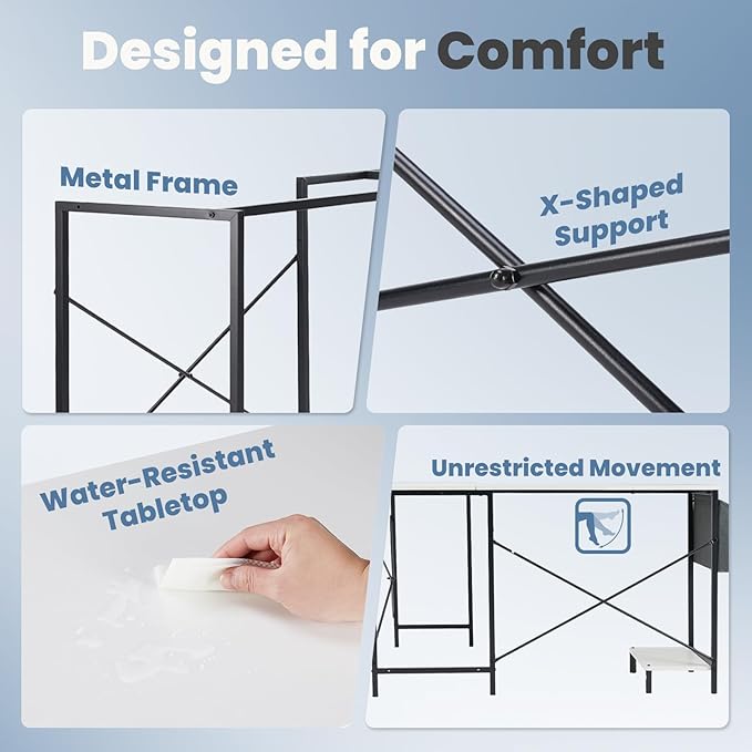DUMOS L Shaped Desk Computer Gaming Corner Table 50 Inch Home Office Writing Student Work PC Workstation with Side Storage Bag CPU Stand for Bedroom Small Spaces