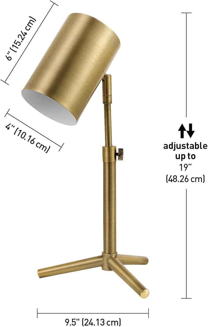 Globe Electric 52097 Pratt 18" Desk Lamp, Matte Brass Finish, Adjustable Height, in-Line Rocker On/Off Switch
