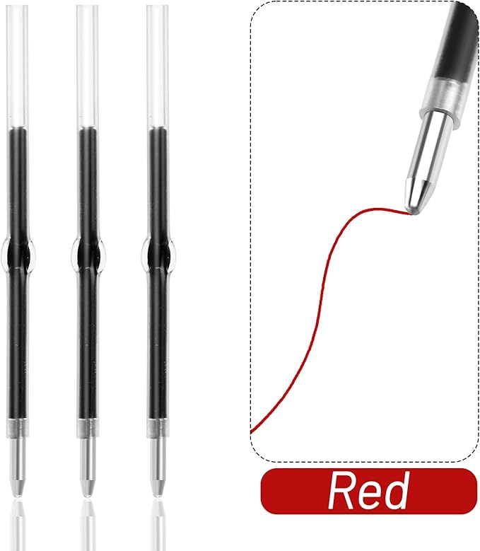 jiebor 100Pcs Beadable Pens Refills Ballpoint Pens Refills Red Ink 1.0mm for Plastic Bead Pens Office Supplies 2.44 Inch