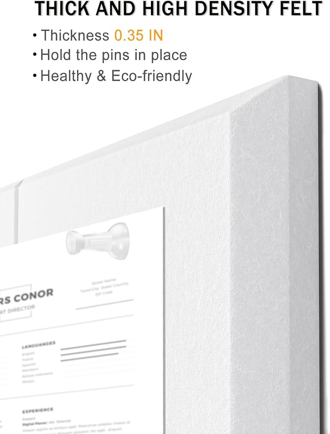Hsurbtra Cork Board for Wall 24 x 18 Inch, 6 Pack Felt Bulletin Notice Board with Pushpins for Office Home School Farmhouse Wall Decor, White