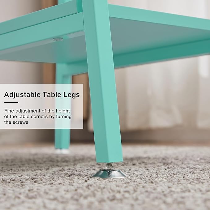VECELO 43 Inch Computer Desk Writing Study Work Office Table Modern Desk with Shelves Wooden Desk for Home Bedroom,Blue Desk