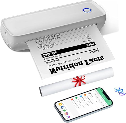 Bewinner A4 Mini Printer - Bluetooth 5.2 200dpi Inkless Portable Thermal Printer, USB Rechargeable Printing Machine with 7 Printing Size for Home Work Travel