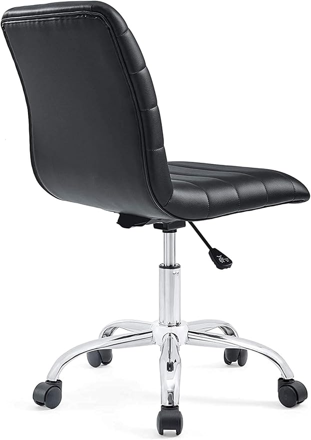 Modway Ripple Ribbed Armless Mid Back Swivel Computer Desk Office Chair In Black