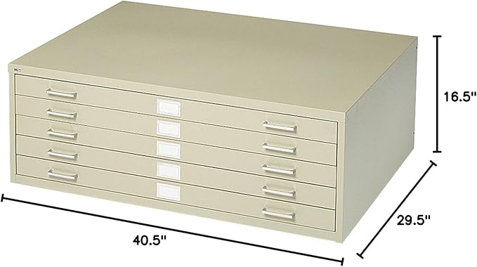 Safco Products Flat File for 36" W x 24" D Documents, 5-Drawer (Additional Options Sold Separately), Tropic Sand