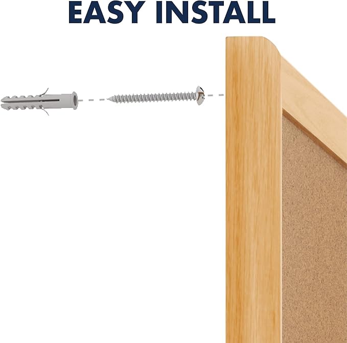 Quartet Cork Bulletin Board 60"W x 36"H Pin Board, Oak Finish Frame (305)