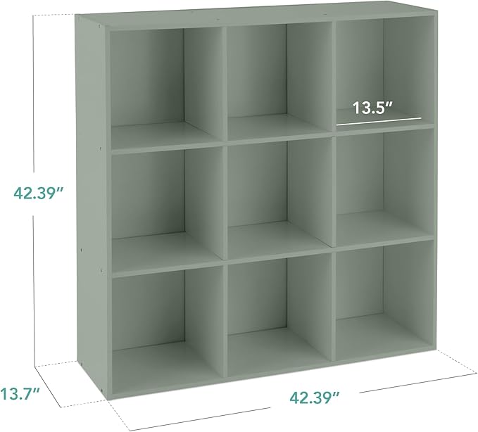 Best Choice Products Kids Bookcase 9-Cube Storage Organizer, 13.5in Shelf Opening, Bookshelf, Toy Storage, Customizable w/ 3 Removable Back Panels – Sage