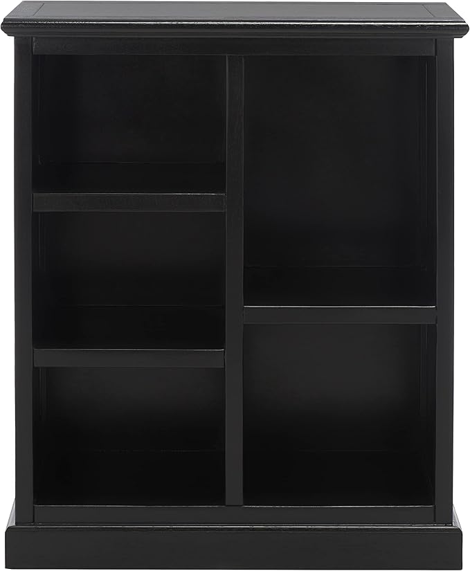 SAFAVIEH Home Collection – Maralah 5-Shelf Solid Wood Bookcase, Black, 25" Wide Storage Display Shelf, Fully Assembled (AMH6634D)