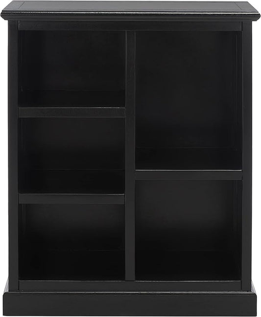 SAFAVIEH Home Collection – Maralah 5-Shelf Solid Wood Bookcase, Black, 25" Wide Storage Display Shelf, Fully Assembled (AMH6634D)